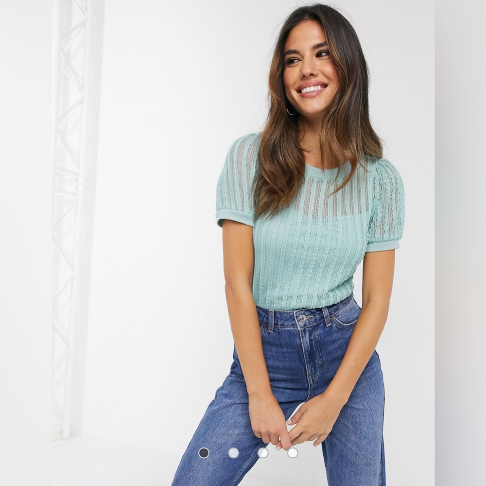 River Island textured puff sleeve top